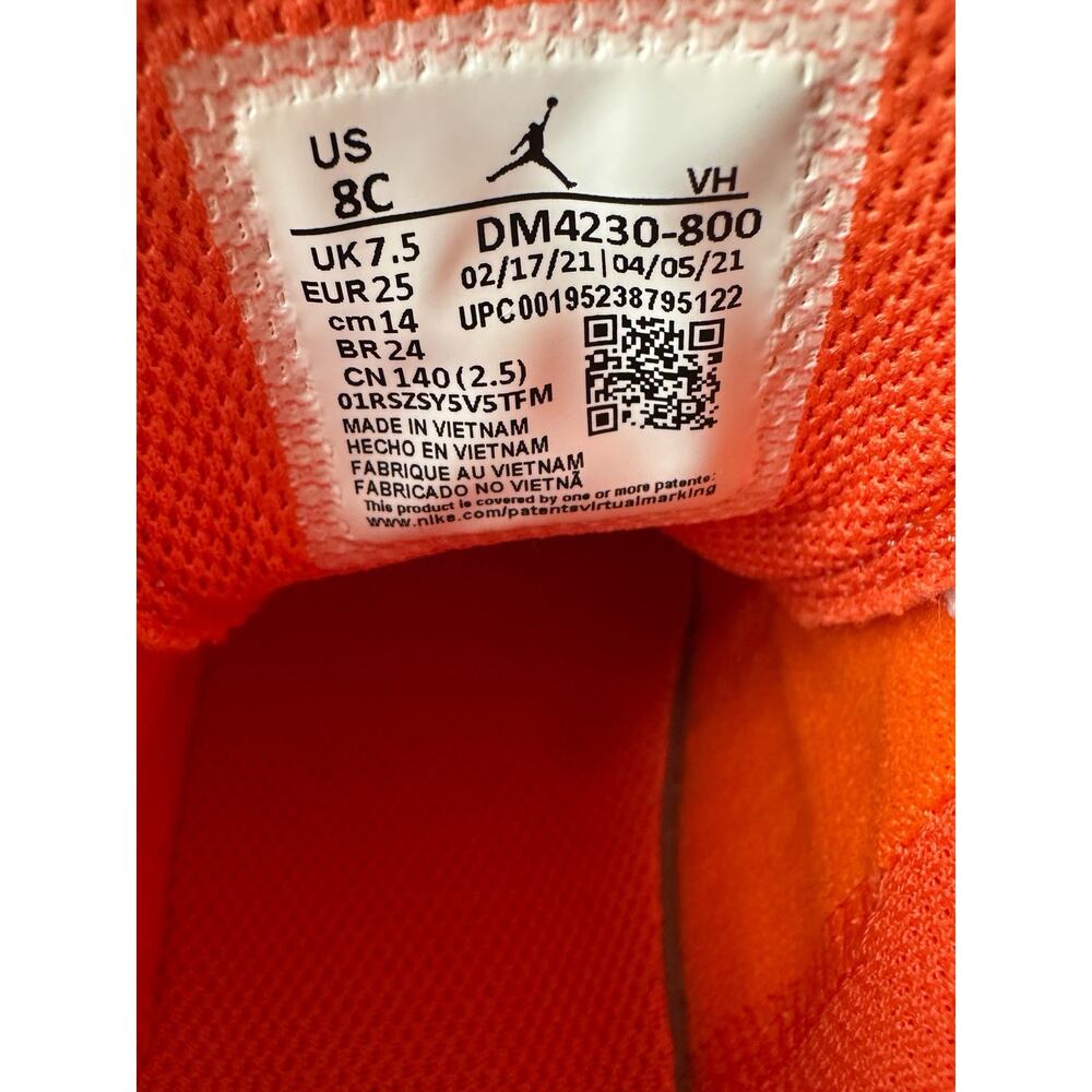 Nike Air Jordan 1 Mid SE Electro Orange & White Toddler Kids Sneakers Size 8C - Picture 9 of 10